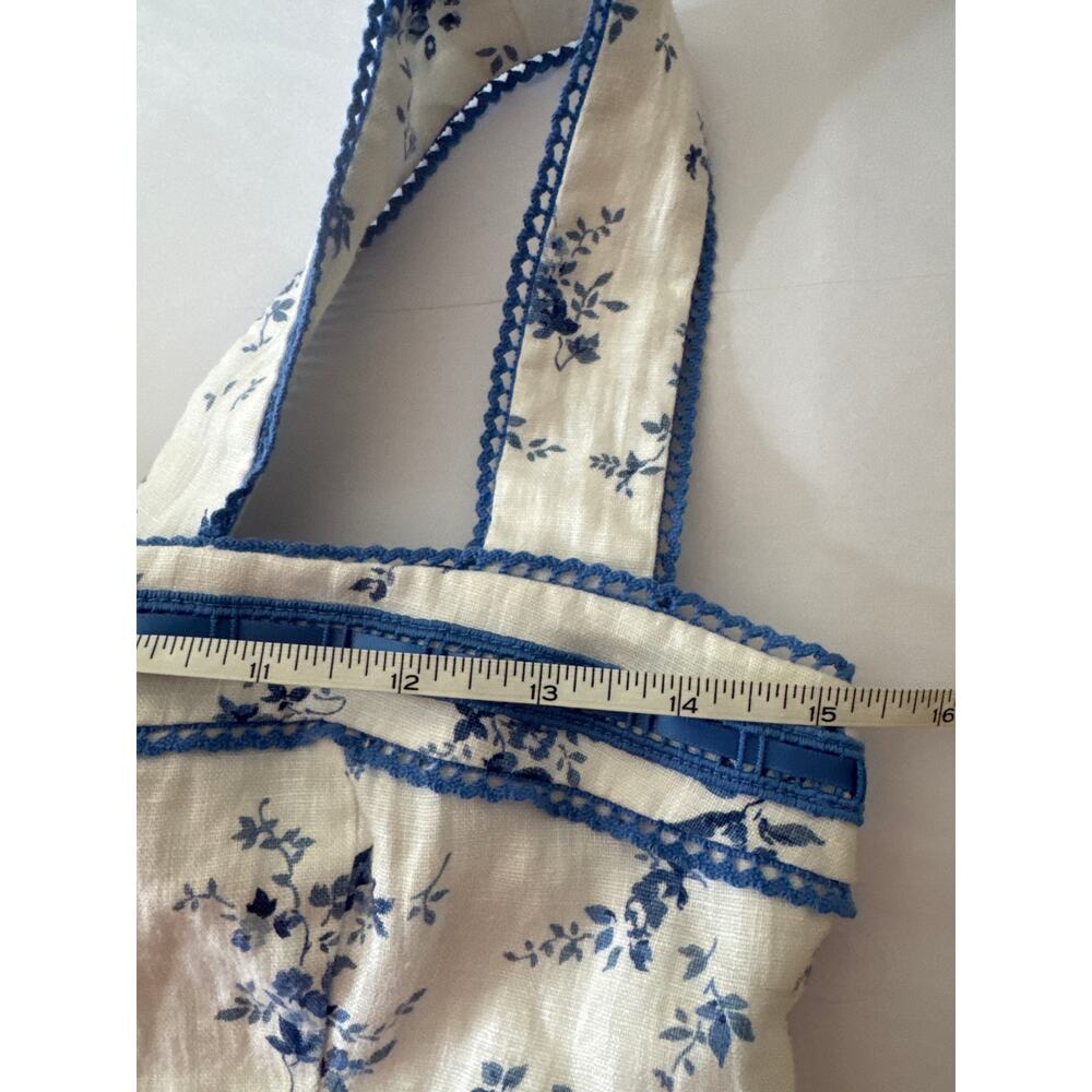 Reformation Eloise Floral Smocked Linen Cottagecore Tank Orlaya White Blue - Picture 4 of 9